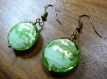 Boucles d'oreilles verre de murano métal doré, vert 
