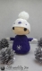 Christmas bonhomme amigurumi crochet violet et blanc 