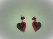 Boucles d'oreille coeur rouge et noir