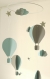 Mobile bébé origami suspension en spirale chambre enfant bébé montgolfière nuage oiseau cigogne étoile grue babyshower bleu ciel gris