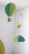 Mobile bébé origami papier suspension en spirale chambre bébé montgolfière oiseau nuage vert jaune babyshower