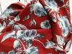 écharpe rouge florale, snood rouge femme, tour de cou aux fleurs, foulard rouge aux fleurs, cadeau maman, écharpe ronde rouge, 2mousseline