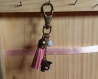 Porte-clés bronze pompon et chat