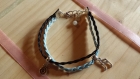 Bracelet manchette noir et bleu, spirale et note
