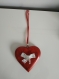 Cœur en bois rouge  décoration noël
