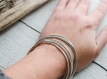 Lot 3 bracelet jonc argent massif , 2 mm irregulier , uni , indémodable , semainier, minimaliste