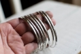 Semainier bracelet jonc argent massif , 3 mm , ligne , point , uni , indémodable , ethnique, minimaliste