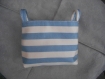 Mini sac vide-poche en toile rayée bleu et blanc