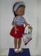 Vêtement de poupée (33cm):  marinière, jupe rouge, sac cabas