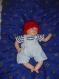 Vêtement de poupée (30cm):  tenue de bord de mer au petit bonnet rouge