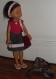 Vêtement de poupée (33cm):  gilet rose, jupe, débardeur et short, sacs et serre-tête