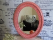 Miroir ovale patiné rose orangé lin