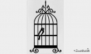 Motif flex romantique oiseau cage thermocollante