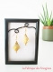 Boucles d'oreilles pendantes origami bijoux élégant kimono beige jaune doré acier inoxydable