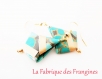 Bijoux origami boucles d'oreilles pendantes kimono papier turquoise doré crochet acier inoxydable or