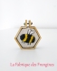 Broderie tambour à broder en forme d'alvéole et abeille enfantine broder jaune et noir toile moine 4 cm