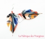 Bijoux origami élégant boucles pliage feuille attache acier inoxydable argenté swarovski art 