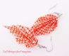 Bijoux origami élégant boucles pliage feuille attache acier inoxydable argenté swarovski coquelicot rouge art 