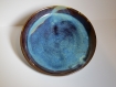 Sur commande - lots de 6 assiettes en grès marron et bleu, assiette poterie, assiette ceramique