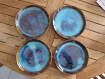 Lot de 6 assiettes à dessert en grès marron et bleu, assiette poterie - sur commande