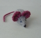 Mimi petite souris en laine grise & violine tricotée main