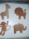 Support silhouette animaux de la jungle /motif lion girafe éléphant singe
