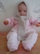Bonnet-echarpe bébé laine mérinos extra fine  baby alpaga et cashmire couleur gris ficelle tricot fait main