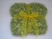 Couverture bebe laine fantaisie effet brillant ruban organza vert jaune