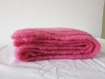Echarpe femme laine alpaga et soie  rose vif tricot fait main