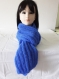 Echarpe femme laine alpaga et soie bleu cobalt fait main