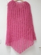 Chale laine alpaga et soie couleur rose fait main