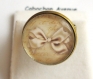 B.4.21 bijou noeud papillon collier pendentif bijou fantaisie bronze cabochon verre noeud beige rétro romantique shabby chic (série 1)