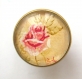 B4.59 bijou rose boucles pendants bijou fantaisie bronze cabochon verre fleurs roses shabby chic rétro vintage