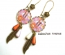 B.4.139 bijou femme d'amerique collier pendentif bijou fantaisie bronze cabochon verre fille femme indienne d'amérique jardin fleurs multicolores orange rose