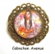 B.4.139 bijou femme d'amerique collier pendentif bijou fantaisie bronze cabochon verre fille femme indienne d'amérique jardin fleurs multicolores orange rose
