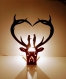 Lampe cerf bois en forme de coeur