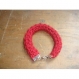 Bracelet en laine fait main bordeaux 18 cm avec fermoir 