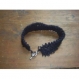 Bracelet en laine marine 18 cm avec fermoir t toggle argent tibetain 