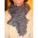 Echarpe fantaisie tricot fait main grise 140 cm 