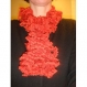 Echarpe fantaisie tricot fait main orange 80 cm 