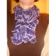 Echarpe fantaisie tricot fait main violet pompons 80 cm 
