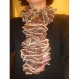 Echarpe tricot fait main marron rose velours 100 cm 