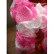 Echarpe tricot fait main rose blanc 78 cm 