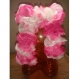 Echarpe tricot fait main rose blanc 78 cm 