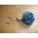 Porte-clés pompom laine fait main bleu 