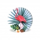 Lot de 4 magnets rond 56 mm aimant frigo cuisine tropical exotique flamant rose toucan cactus minibus surf feuille de palmier fleur vacances