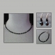 Ensemble collier, bracelet et boucles d'oreilles en cristal noir et obsidienne mouchetée (pierre semi-précieuse)