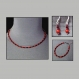 Ensemble collier, bracelet et boucles d'oreilles en cristal et corail rouge (pierre semi-précieuse)