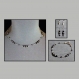 Ensemble collier, bracelet et boucles d'oreilles en chaine cobra argentée garnie de facettes gris-anthracite et de perles noires