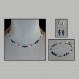 Ensemble collier, bracelet et boucles d'oreilles en chaine cobra argentée garnie de facettes bleu-turquoise et de perles noires
